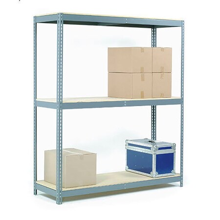 Global Industrial Wide Span Rack 96Wx36Dx60H, 3 Shelves Wood Deck 800 Lb Cap. Per Level, Gray B2297128